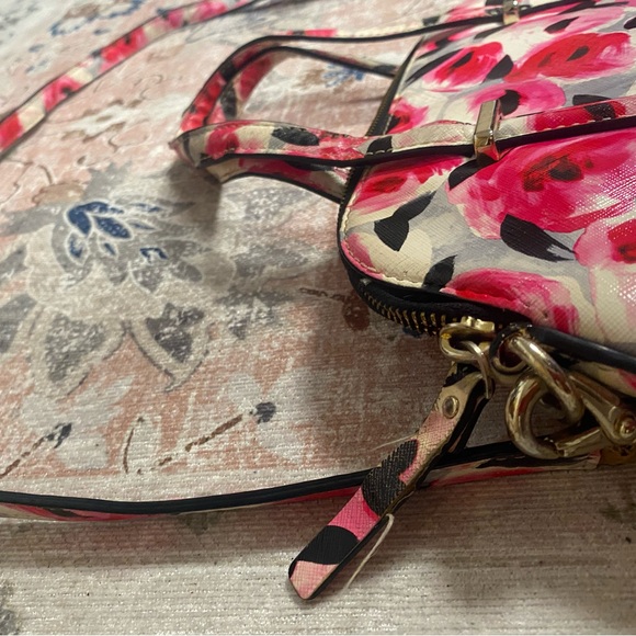 Kate Spade Cedar Street Maise Rose Print Satchel Saffiano Leather Floral (flaws) - Picture 9 of 16